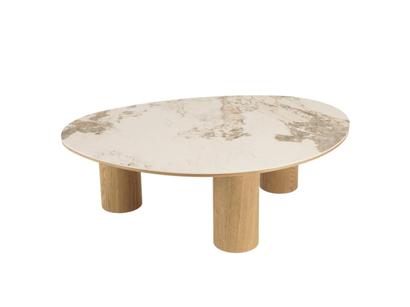 Ugo - table basse 110x80cm plateau céramique pieds bois clair  - Conforama A