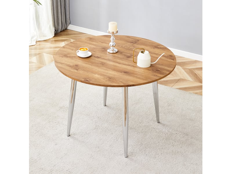 Table de salle à manger extensible ovale avec plateau arrondi et pieds métalliques antidérapants, 137 × 107 × 75 cm - Conforama C