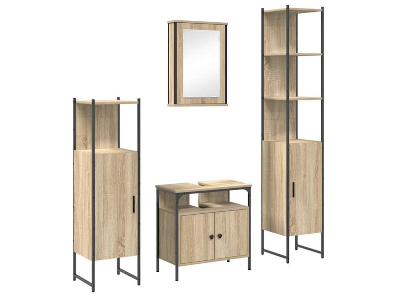  Ensemble de mobilier de salle de bain 4 pc chêne sonoma cf64517  - Conforama A