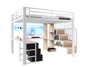 Lit mezzanine 140x200 cm HAVRYA   coloris blanc