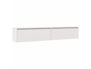 Lot de 2 étagères, armoires murales, meubles tv blanc 100x30x35 cm bois de pin massif cf41024