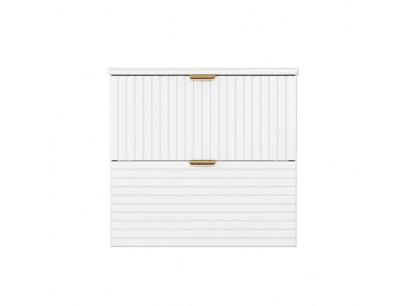  Meuble vasque suspendu blanc 61 cm avec façade texturée et lavabo intégré  - Conforama A
