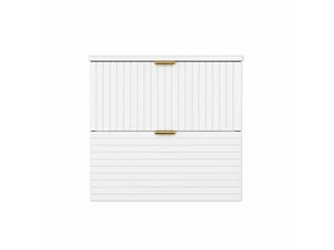 Meuble vasque suspendu blanc 61 cm avec façade texturée et lavabo intégré
