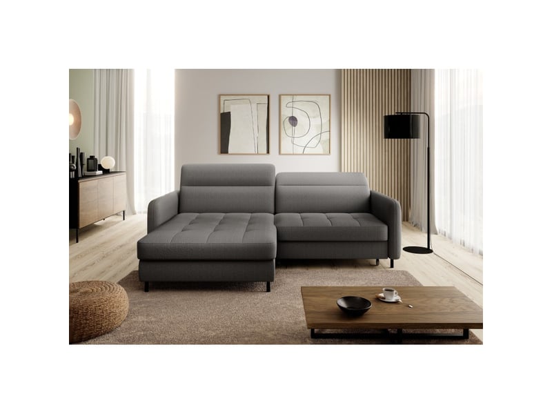 Canapé d'angle collection goumsi coloris gris foncé - Conforama E