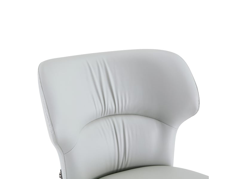  Lot de 2 chaises de salle à manger grises en cuir régénéré, piètement métal noir, confort au quotidien  - Conforama D