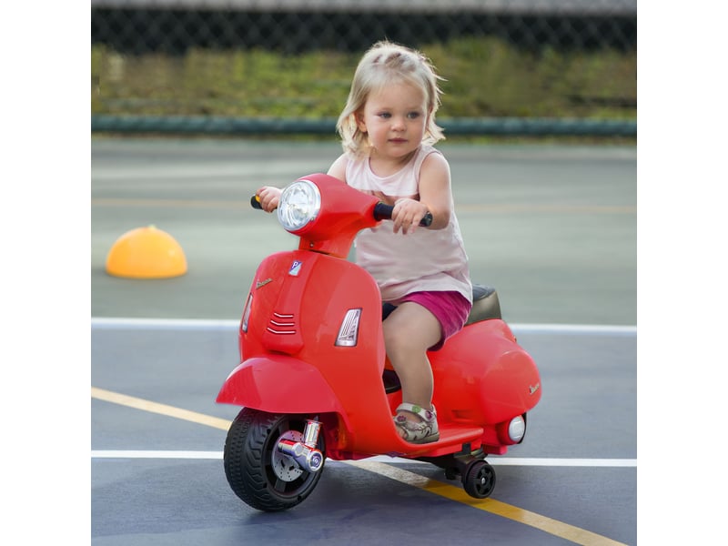  Moto électrique pour enfants de 18 à 36 mois avec licence vespa officielle, phares et klaxon, 66,5 x 38 x 52 cm, rouge  - Conforama C
