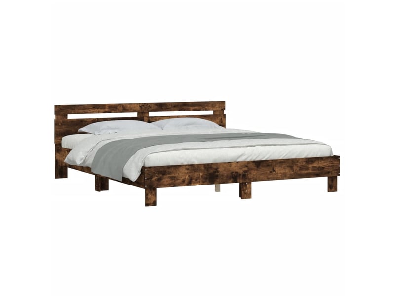 Lit double- lit adulte - cadre de lit avec led sans matelas chêne fumé 200x200 cm - Conforama B