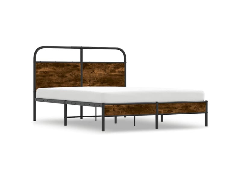  Lit double- lit adulte -  cadre de lit sans matelas 135x190 cm chêne fumé bois ingénierie  - Conforama B