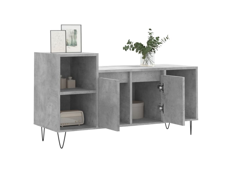  Meuble tv - banc tv - meuble de rangement gris béton 100x35x55 cm bois d'ingénierie  - Conforama D