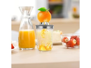 Presse-agrumes manuel avec bocal en verre mason jar 480 ml - couvercle en acier inoxydable - look vintage