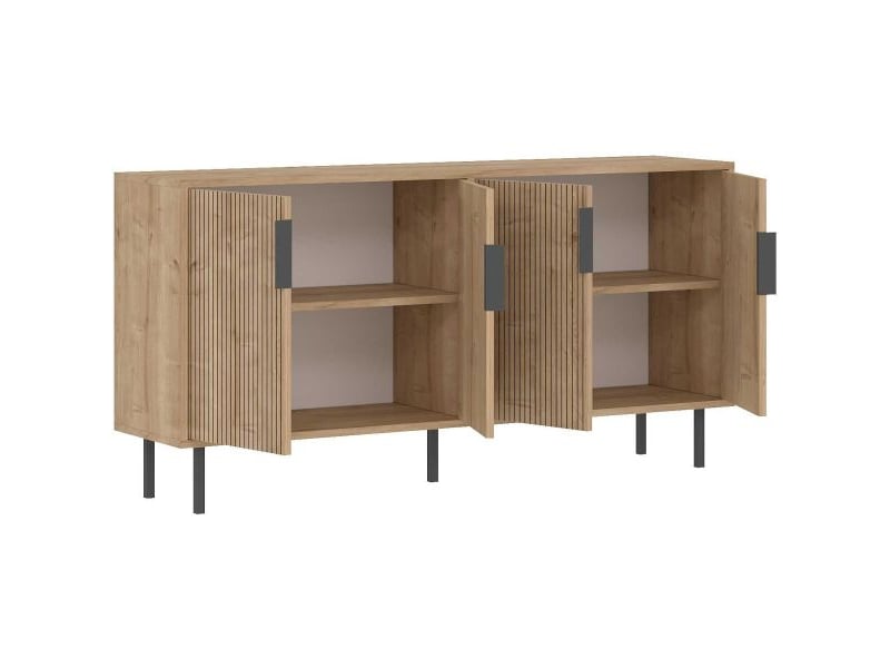  Buffet 4 portes en aggloméré clara chêne  - Conforama D