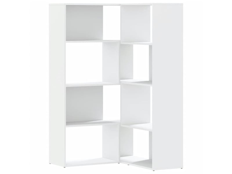 Bibliothèque d'angle à 4 niveaux, armoire à livres blanc bois d'ingénierie - Conforama A