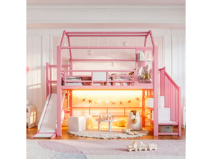 Lit mezzanine 140x200 cm <strong>OKMYHOME</strong>  <strong></strong> coloris rose