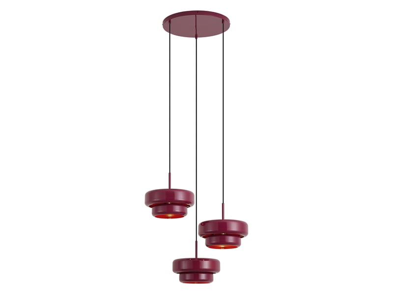  Suspension rétro prune avec abat-jour en métal 3 lumières - ophelia  - Conforama A