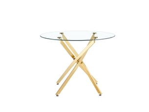 Table à manger ronde,88x88x75 cm,2 à 4 places,verre trempé et métal,doré