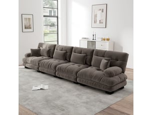 Canapé d'angle modenvie modulaire 4 places en chenille marron