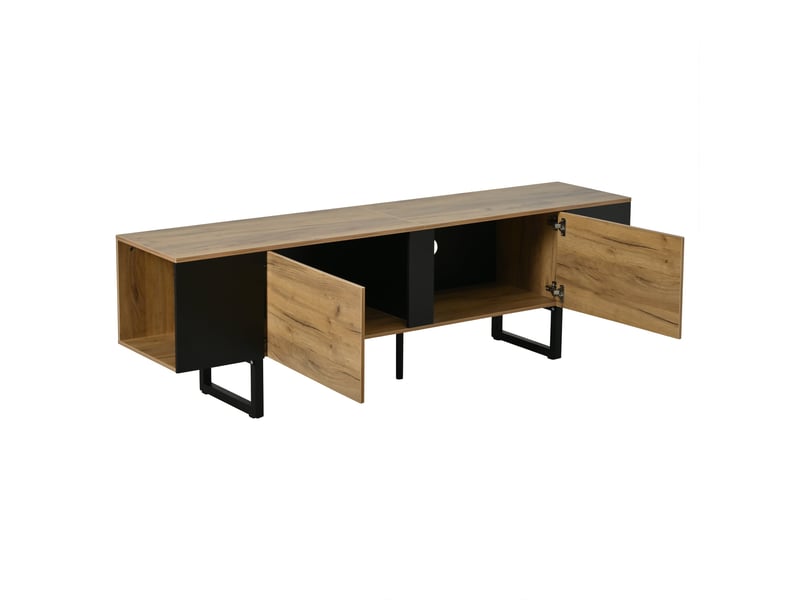  Meuble tv effet bois nature industriel 180x40x55 cm  - Conforama C