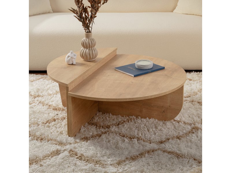  Elyna table basse ronde couleur bois clair d90 cm  - Conforama D