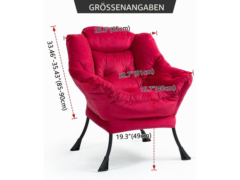  Fauteuil de relaxation en métal rouge brique  - Conforama E