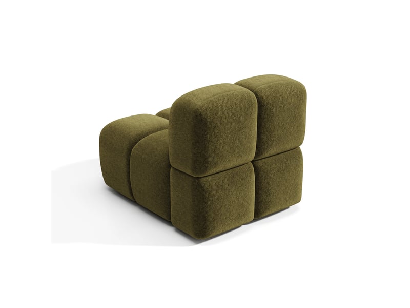  Fauteuil en velours texturé vert vintage MOSS - Conforama E