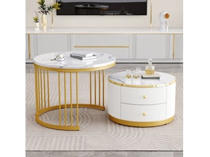 Table basse rond(e) coloris blanc <strong>HAUSS SPOLE</strong> <strong></strong> - 60 cmx50 cm