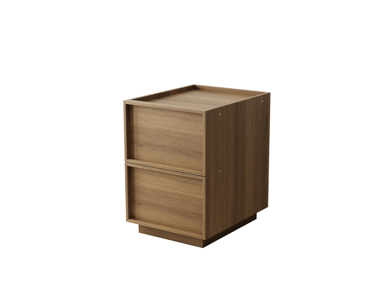  Table de chevet 48x38x54 cm, 2 tiroirs sans poignées, meuble de chambre, mdf et panneau de particules, couleur chêne  - Conforama A