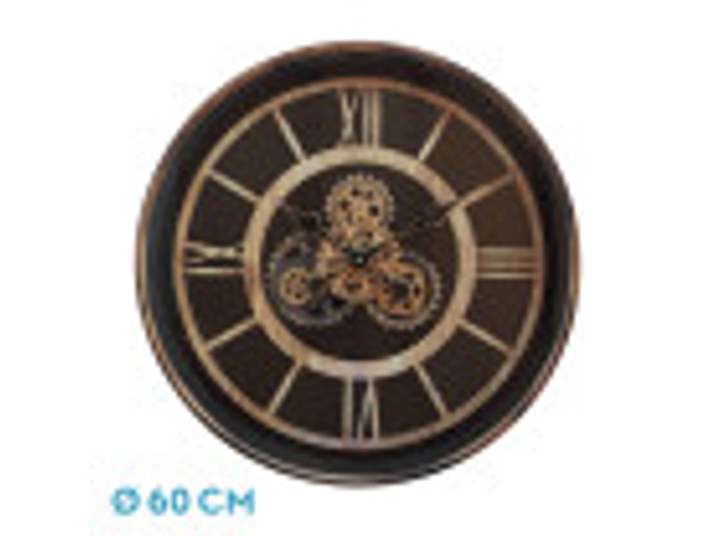  Horloge murale fabrilamp durcal 60 x 60 cm marronhêtredoré engrenages mobiles 216010016 - Conforama B