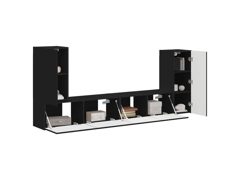  Ensemble meuble tv - banc tv - meuble de rangement 4 pcs noir bois d'ingénierie  - Conforama C