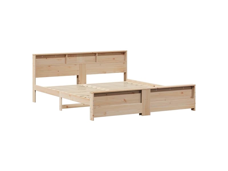  Lit double- lit adulte -  cadre de lit avec étagère marron 180 x 200 cm pin massif  - Conforama C