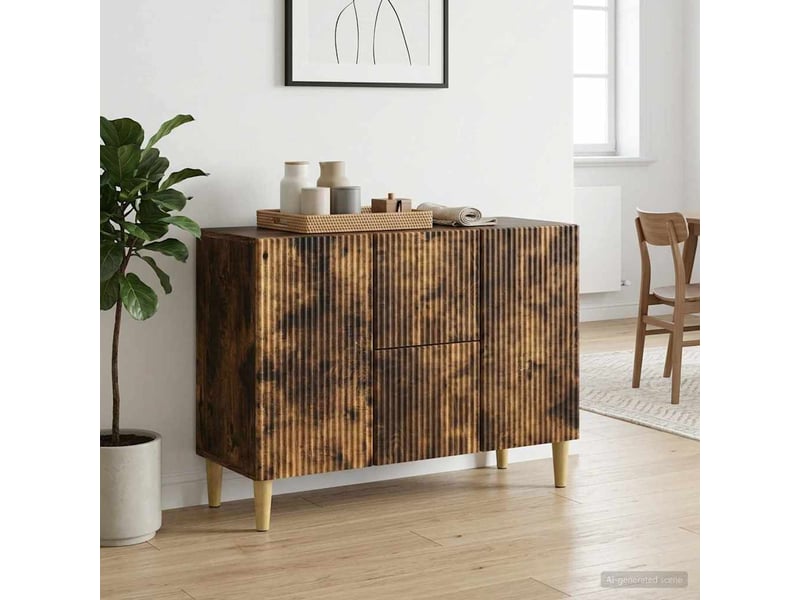 Buffet - bahut - meuble de rangement chêne fumé 89 x 34,5 x 60 cm bois d'ingénierie - Conforama B