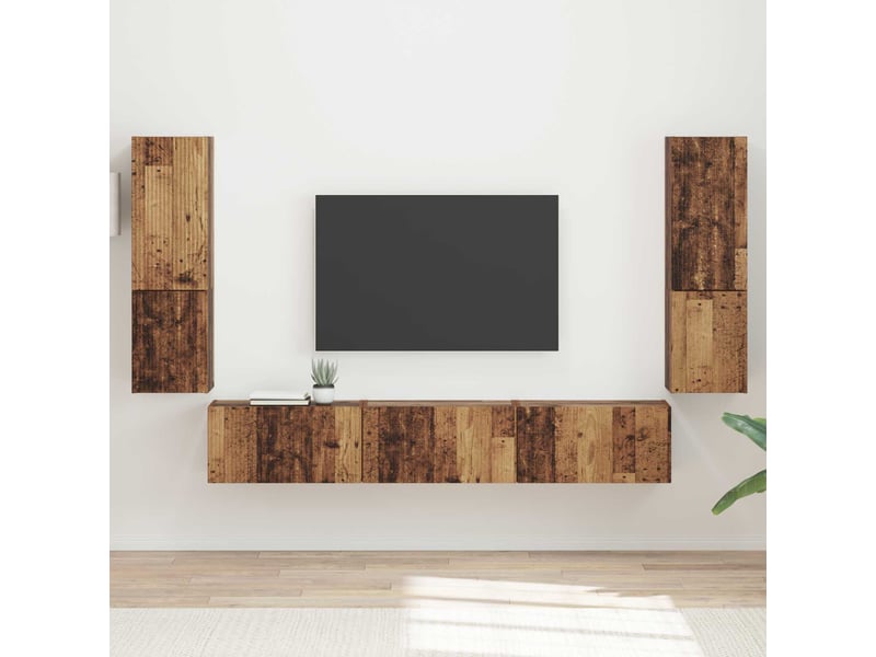  Ensemble meuble tv - banc tv - meuble de rangement 4 pcs bois ancien bois d'ingénierie  - Conforama B