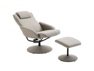Fauteuil inclinable relaxant avec repose-pieds assorti et revêtement en similicuir, 71 x 78 x 101 cm, gris