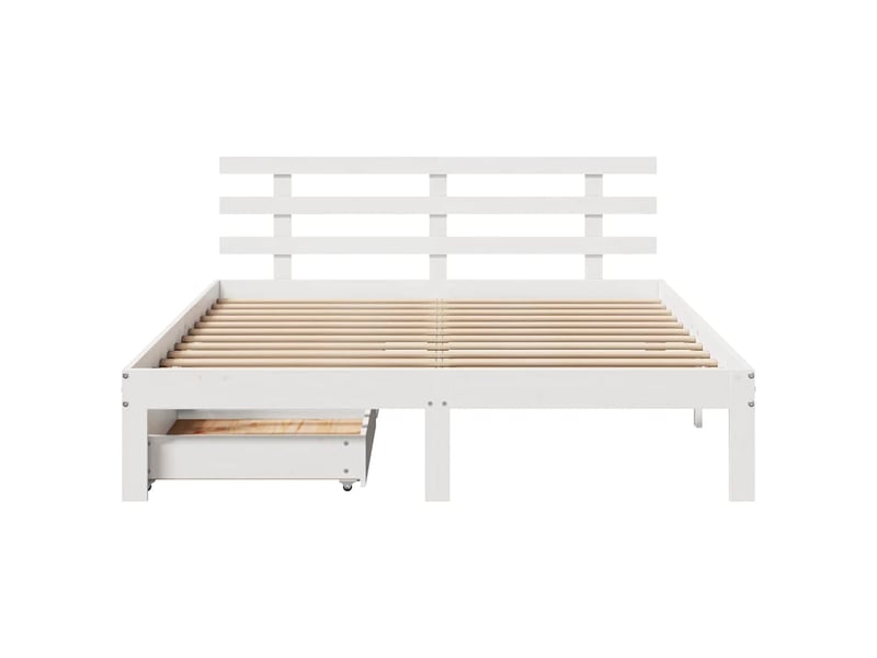  Lit double- lit adulte -  cadre de lit avec tiroirs sans matelas blanc 150x200 cm  - Conforama C