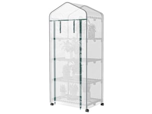 Serre en aluminium, mini-serre, châssis froid, 4 étagères, 69 x 50 x 165 cm, blanche