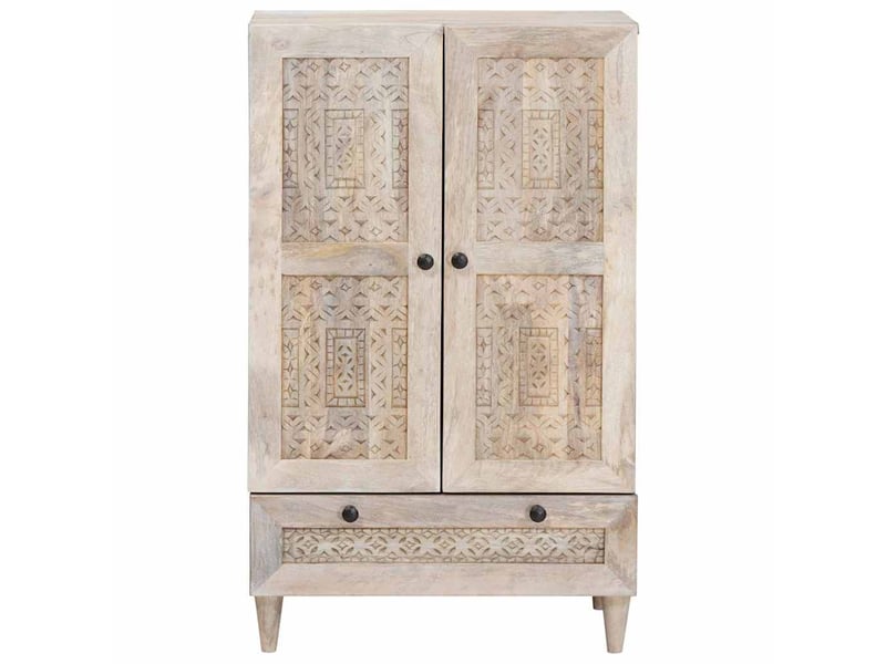  Haut armoire, meuble de rangement salon 60 x 33 x 100 cm bois de mangue massif shl8529  - Conforama C