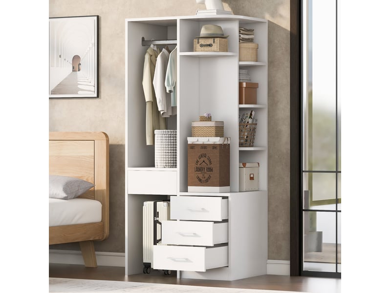  Armoire 70x55x175 cm avec tiroirs mdf blanc  - Conforama B