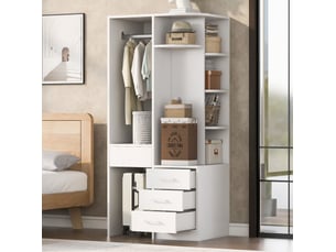 Armoire 70x55x175 cm avec tiroirs mdf blanc