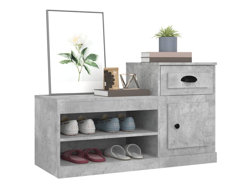  Meuble à chaussure, armoire à chaussures gris béton 100x42x60 cm bois d'ingénierie  - Conforama D