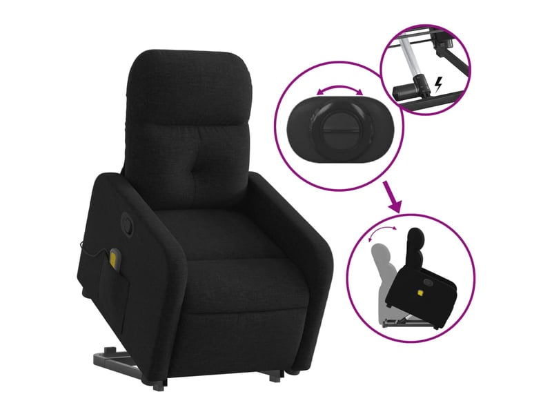 Fauteuil de massage inclinable, fauteuil relax noir tissu shl23117 - Conforama E