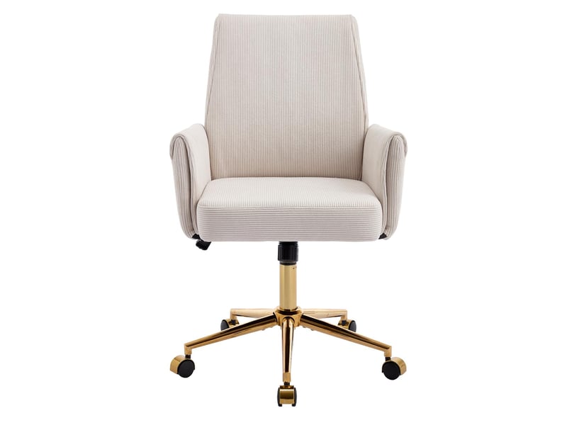  Chaise de bureau pivotante réglable en velours côtelé blanc 64x61x107 cm W3495P425456 - Conforama A