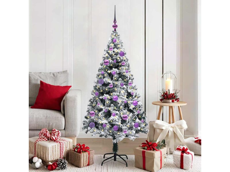 Sapin de noël artificiel, arbre de noël blanc 150 cm pvc, acier et plastique shl5646 - Conforama B