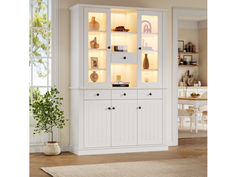  Vitrine de rangement 5 portes 4 tiroirs avec led 119,5 x 40 x 180 cm evryae  - Conforama C
