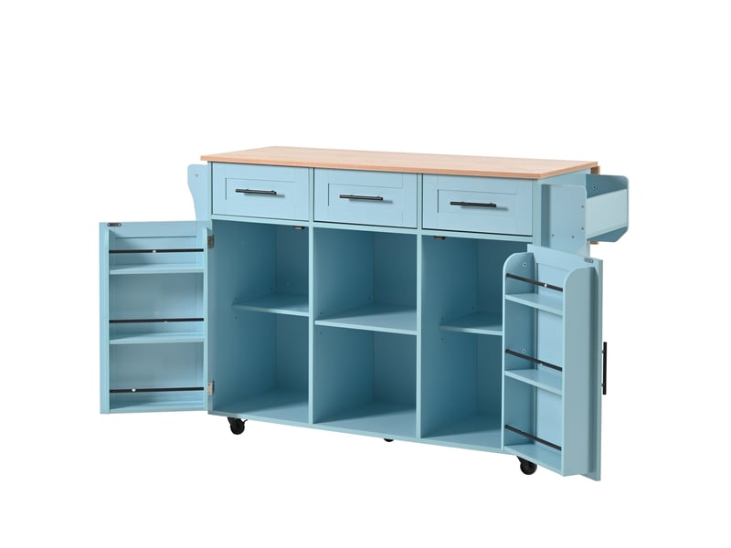 Desserte de cuisine 139x46x91,5 cm plateau rabattable mdf bleu - Conforama B