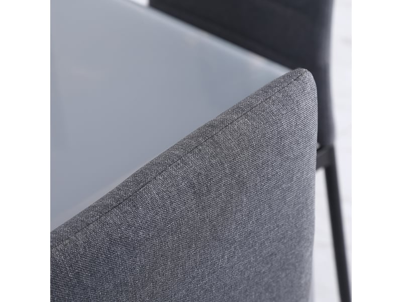  Lot de 4 chaises de salle à manger chaises de cuisine avec dossier haut pieds en métal et tissu en lin gris 41x50x97cm  - Conforama W