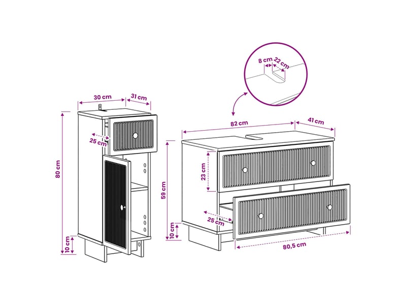  Ensemble de 2 meubles de salle de bain ede blanc brillant cf63130  - Conforama E