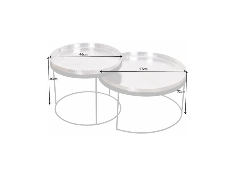 Tables basses gigognes vortex dorées aluminium – lot de 2 tables rondes design effet martelé - Conforama C