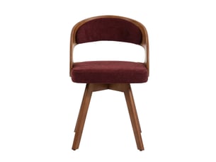 Chaises de salle à manger bois lot de 2 rouge vin avec assise pivotante et dossier courbé en lin