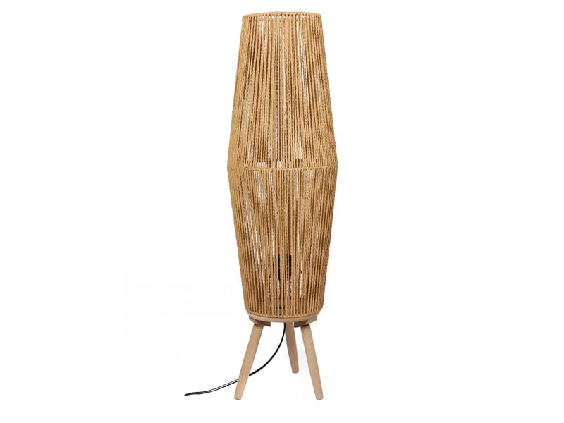 Lampe leandra en corde avec trepied en bois lampe à poser lampe de chevet lampe de bureau lampe lecture d25cm x h88cm LFN55407 - Conforama A