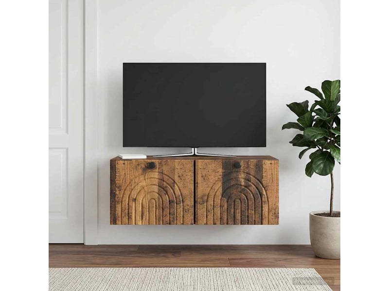  Meuble tv - banc tv - meuble de rangement mural bois ancien 78,5 x 31 x 30 cm bois d'ingénierie  - Conforama D