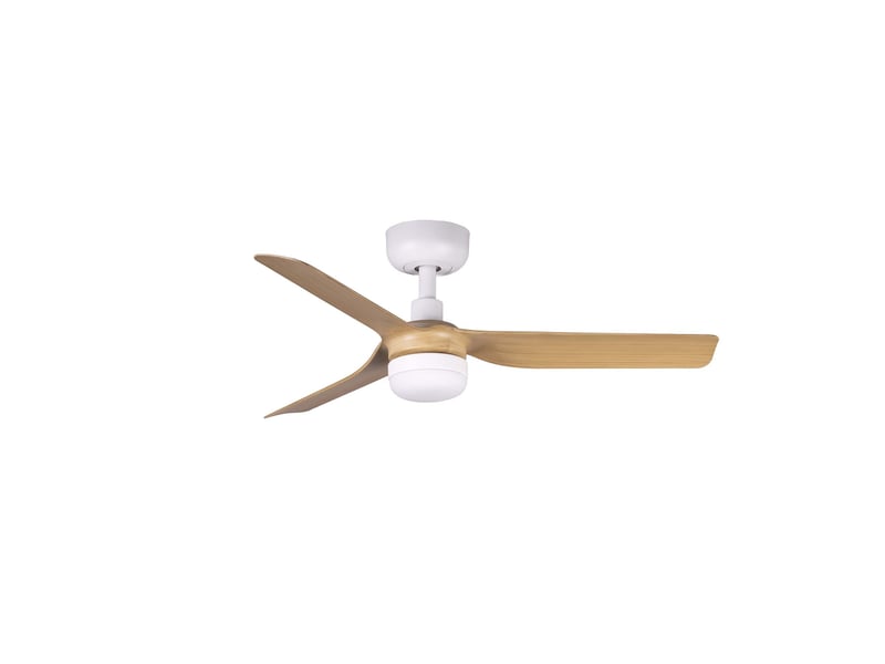  Faro mini ventilateur de plafond mini punt 90 cm à led, blanc mat, pales en érable, température de couleur constante  - Conforama A